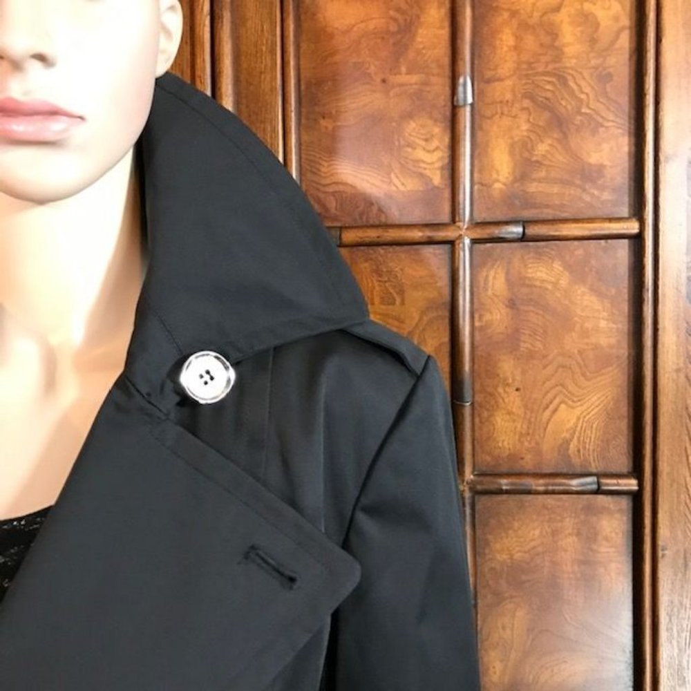 Anne Klein Black Milano Nights Cotton Blend Pea Coat - Picture 8 of 13